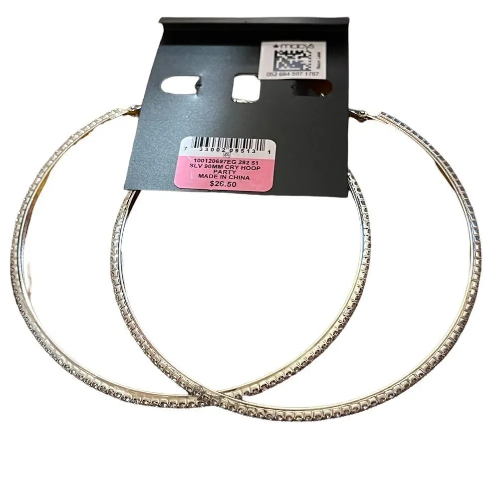 NWT INC International Concepts 4” diameter encrusted hoops earrings